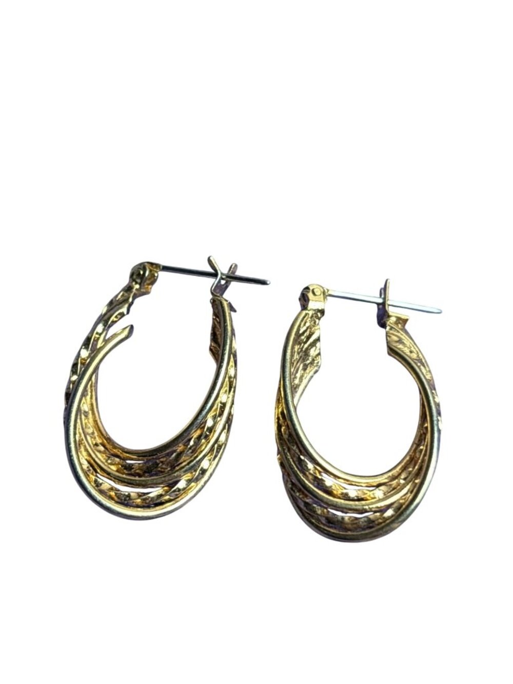Vintage Goldtone Twisted Hoop Earrings 1 inch